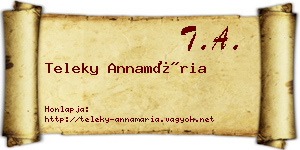 Teleky Annamária névjegykártya
